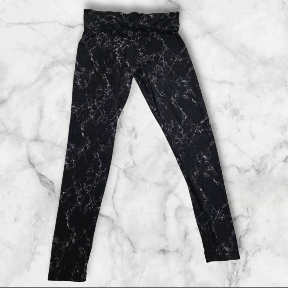 Ardene Ice Dye Leggings Black & White Size Large